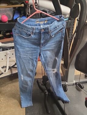 Seven7 Women's Medium Blue Distressed Skinny Jeans
